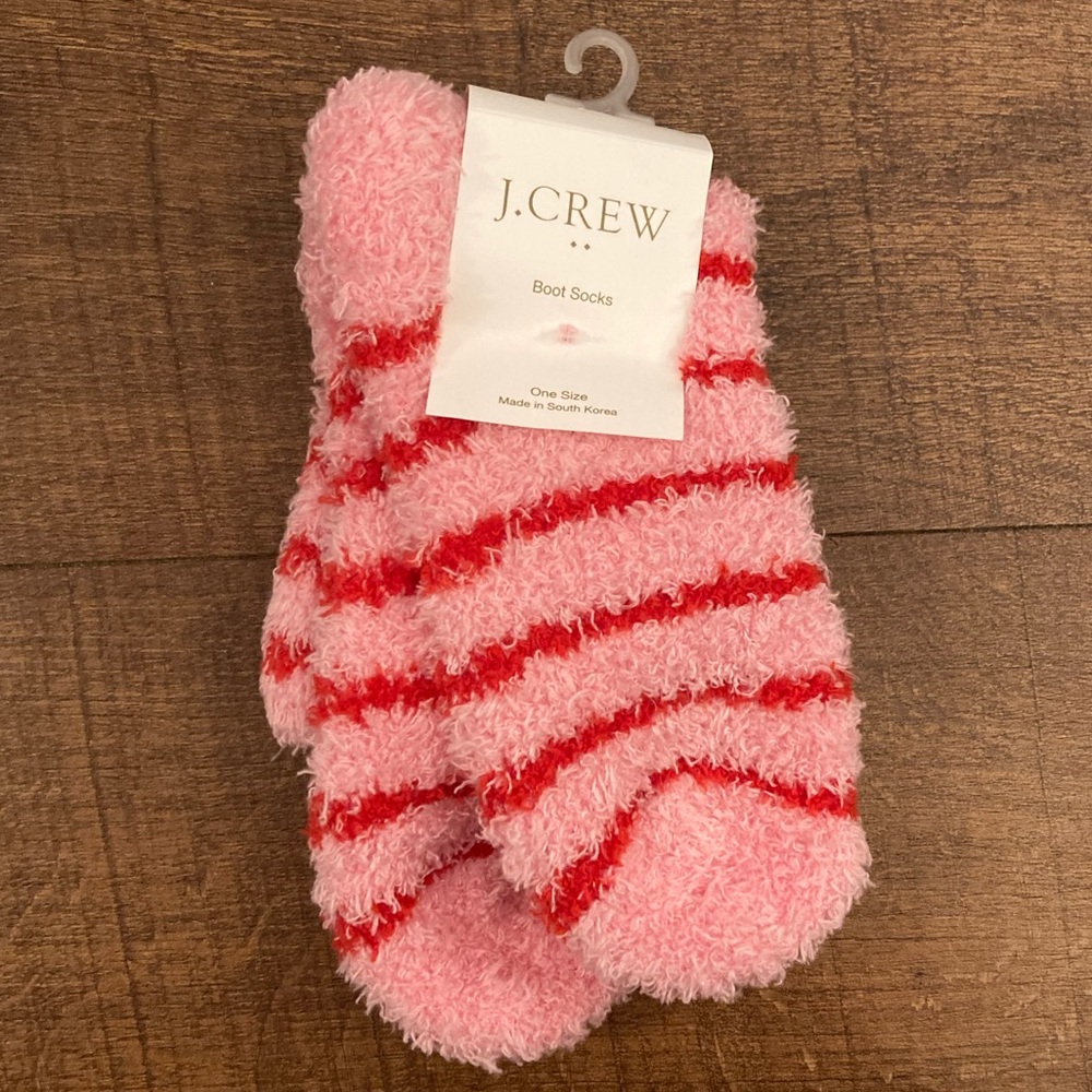 J. Crew Fuzzy Striped Boot Socks NEW w/ Tags - Picture 1 of 3